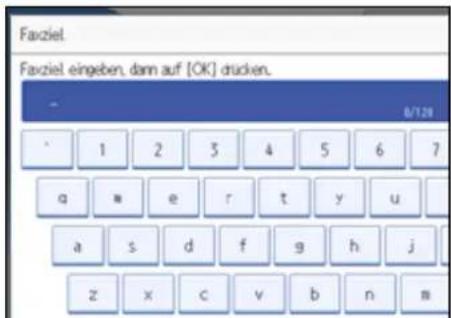 Fauxiel Fauxiel eingeben, dann auf [OK] drucken. - 8/129 1 2 3 4 5 6 7 a w e r t y u a s d f g h j z x c v b n m