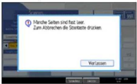 Manche Seiten sind fast leer. Zum Abbrechen die Stootaste drücken. Verlassen