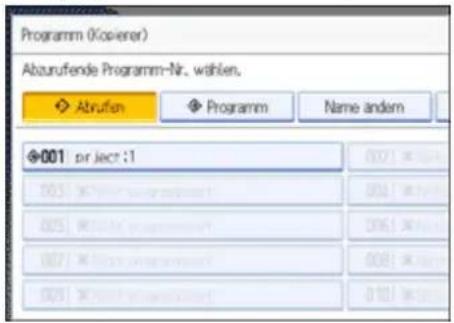 Programm (Koipener) Abzurufende Programm-Nr. wahlen. Abrufen Programm Name andem 001 project :1 002 003 004 005 006 007 008 009 010