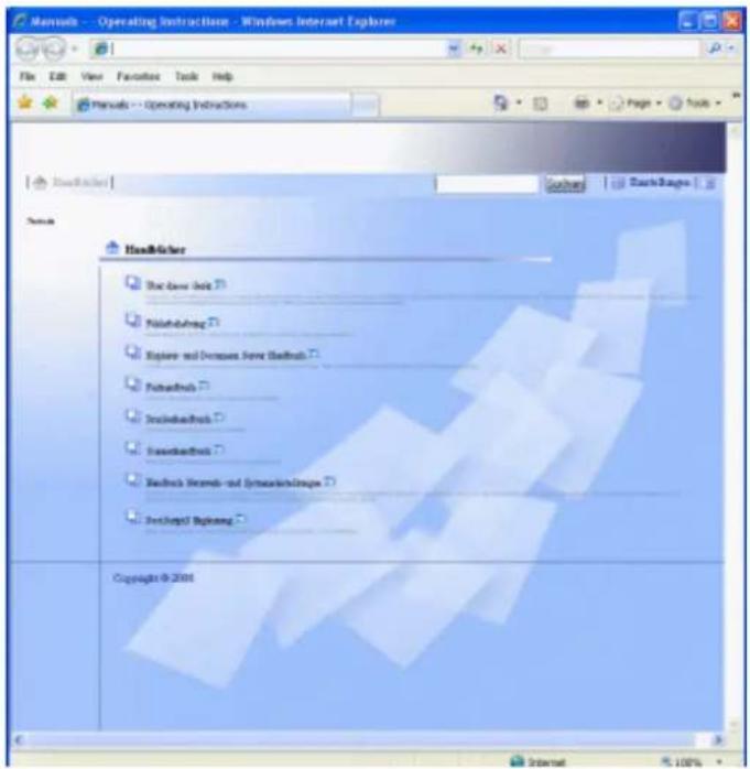 Manuals -- Operating Instructions - Windows Internet Explorer File Edit View Favorites Tools Help Manuals -- Operating Instructions Search Manuals The New Date Pakafabring Explore and Develop New Book Pakafabring DredbachBook ErechenBook Redrich Newark- und GründlichImage ErechenBook Preview Copyright © 2001 Internal % 100%