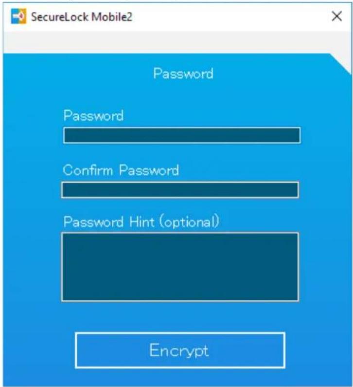 SecureLock Mobile2 Password Password Confirm Password Password Hint (optional) Encrypt