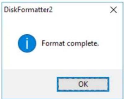 DiskFormatter2 Format complete. OK