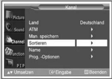 SAMSUNG SP43W6HF - Gespeicherte Kanäle sortieren - 1