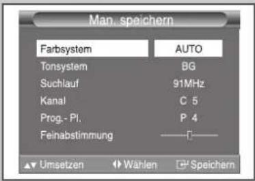 SAMSUNG SP43W6HF - Kanäle manuell speichern - 2