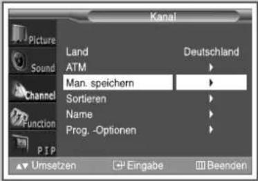 SAMSUNG SP43W6HF - Kanäle manuell speichern - 1