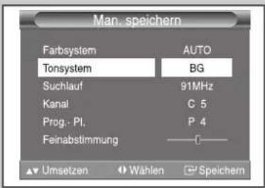 SAMSUNG SP43W6HF - Kanäle manuell speichern - 3