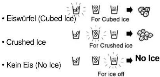 SAMSUNG RSE8KGPS1/XEG - Drücken Sie die Ice Type-Taste, um die gewünschte Eisform auszuwählen: - 1