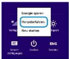 Energie sparen Herunterfahren Neu starten Eng Bereich nichtgungen EinAus Tortatur