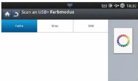Scan an USB > Farbmodus Farbe Grau S/W