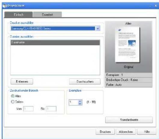 Drucker auswählen Samsung CLN-0649 0850 Series Davon auswählen: Gerätename Erlinenen Durchsuchen Zu druckenden Bereich Alles Seiten Von 1 Bis 1 Exemplare 1 (1 - 30) Standardnote Also Original Exemplare 1 Beidseitiger Druck: Keine Farbe: Auto Drucken Abbrechen Hilfe