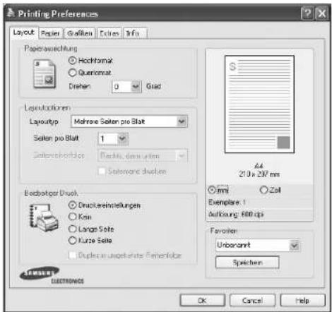 Druckeinstellungen Layout Papier Grafiken Extras Info Papierausrichtung Hochformat Querformat Drehen 0 Grad Layoutoptionen Layouttyp: Mehrere Seiten pro Blatt Seiten pro Blatt 1 Seitenränder Ränder, umgekehrt Seitenrand durchgestrichen Bedrucken... Druckereinstellungen Kein Lange Seite Kurze Seite D…