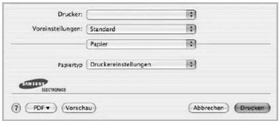 Drucker: Voreinstellungen: Standard Papier Papiertyp Druckereinstellungen ? PDF ▼ Vorschau Abbrechen Drucken