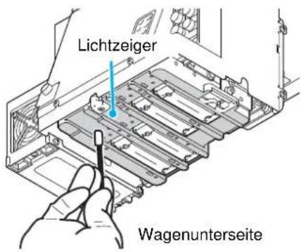 Mimaki UJF-3042HG - Reinigungstupfer in die Reinigungslösung tauchen und Seitenfläche des Druckkopfes säubern. - 1