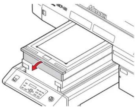 Mimaki UJF-6042 - Frontklappe des Tisches öffnen. - 1