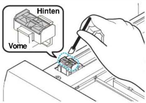 Mimaki UJF-6042 - Reinigungstupfer mit Reinigungsflüssigkeit befeuchten und Verunreinigungen von der Wischerdüse entfernen. - 1