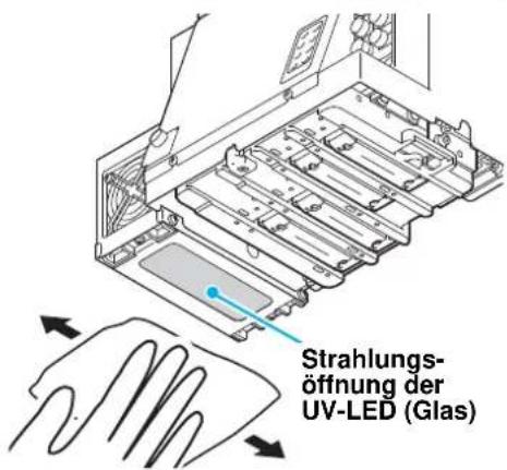 Mimaki UJF-6042 - Den TechnoWipe (im Lieferumfang enthalten) in Alkohol tauchen und die Strahlungsöffnung reinigen. - 1