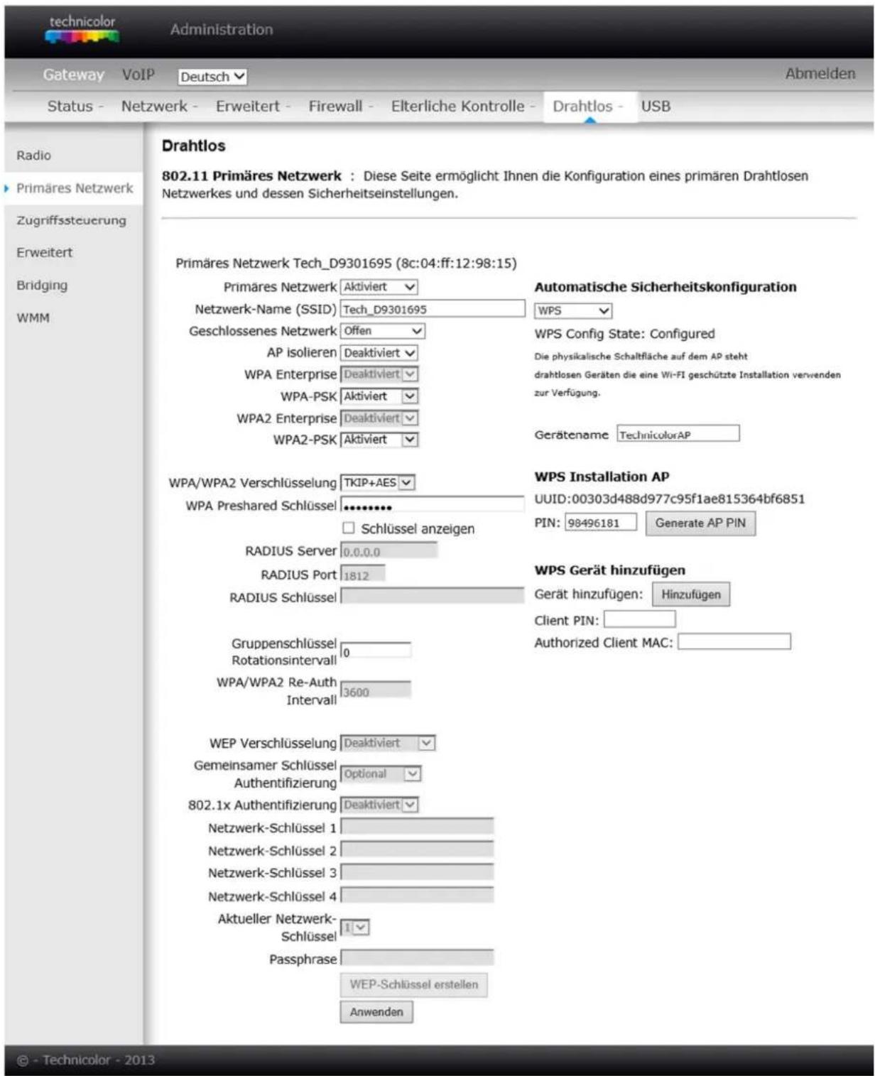 Technicolor TC7200.20 - Primäres Netzwerk (Wi-Fi Zugangskontrolle und Sicherheit) - 1