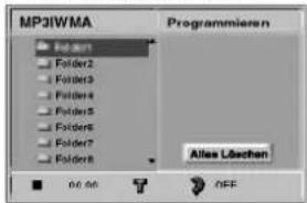 MP2IWMA Programmieren Folder1 Folder2 Folder3 Folder4 Folder5 Folder6 Folder7 Folder8 Alles Löschern 00:00 OFF