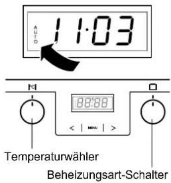 A U D 11:03 M 88:88 < | NEW | O Temperaturwähler Beheizungsart-Schalter