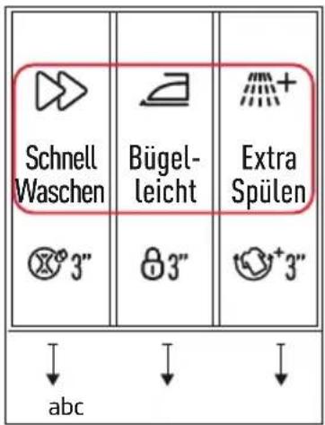 Schnell Waschen Bügel- leicht Extra Spülen 3" 3" 3" +3" abc