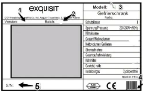 Exquisit KGC 270/45-4.3A++si - Diese Angaben finden Sie auf dem Typenschild - 1