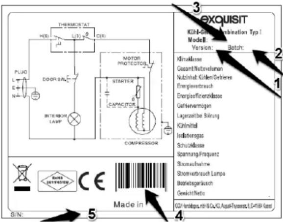 Exquisit KGC 230/60-1.1A++ - -Typenschild - 1