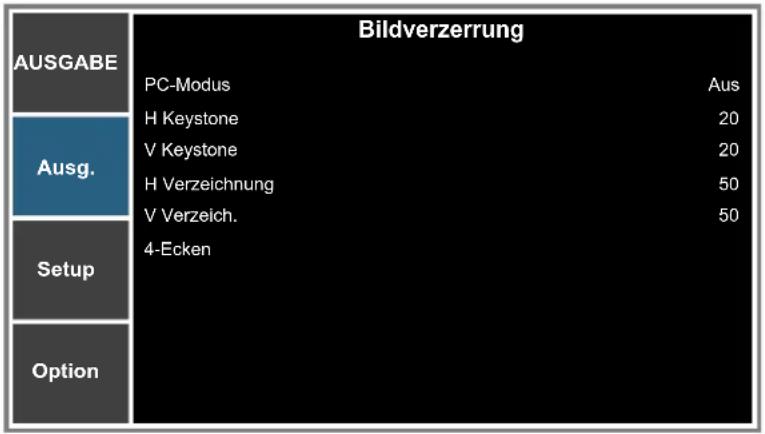 OPTOMA ZU850 - Menü Bildverzerrung - 1