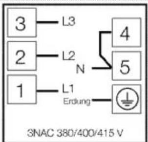 3 L3 2 L2 N 1 L1 Erdung 4 5 3NAC 380/400/415 V