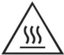 Warning symbol with steam inside a triangle, indicating heat or smoke hazard