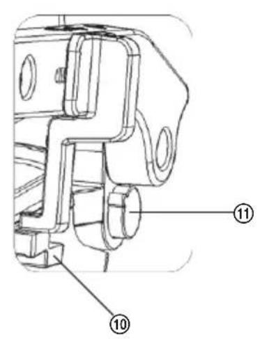 Technical diagram of a mechanical component with numbered parts labeled 10 and 11