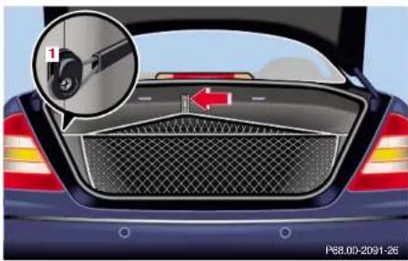 Mercedes-Benz S 430 (2001) - Parcel net in trunk - 1