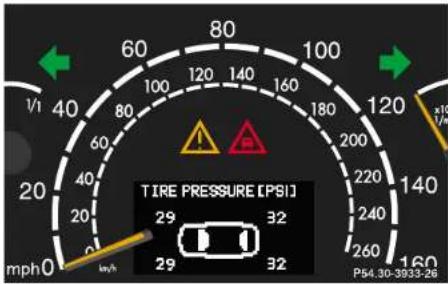 Mercedes-Benz S 430 (2001) - Inquiry of present tire inflation pressure - 1