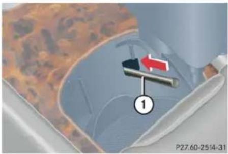 Mercedes-Benz C 230 Sport (2006) - Manually unlocking the transmission gear selector lever - 1