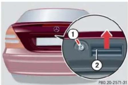 Mercedes-Benz C 230 Sport (2006) - Unlocking and opening the trunk - 1