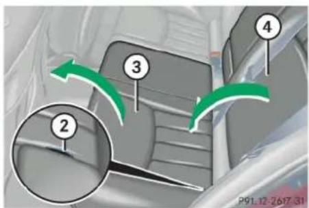 Mercedes-Benz C 230 Sport (2006) - Folding the backrest forward - 2