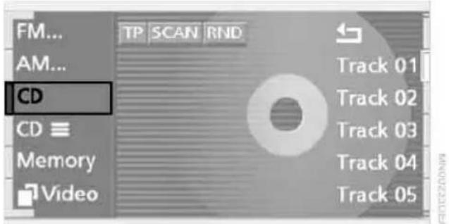 FM... AM... CD CD ≡ Memory Video TP SCAN RND Track 01 Track 02 Track 03 Track 04 Track 05