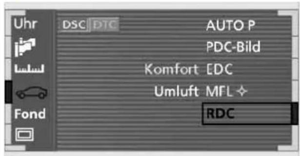 Uhr DSC DTC AUTO P PDC-Bild Komfort EDC Umluft MFL Fond RDC