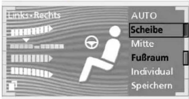 Links • Rechts AUTO Scheibe Mitte Fußraum Individual Speichern
