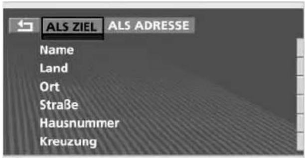 ALS ZIEL ALS ADRESSE Name Land Ort Straße Hausnummer Kreuzung