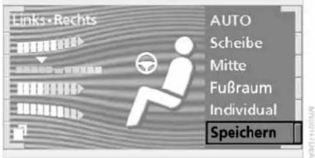 Links • Rechts AUTO Scheibe Mitte Fußraum Individual Speichern
