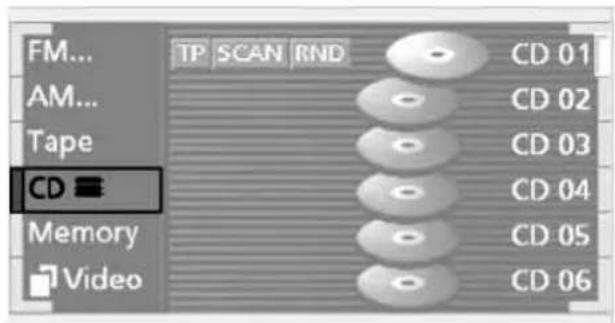 FM... TP SCAN RND AM... CD 01 CD 02 Tape CD CD 03 CD 04 Memory CD 05 Video CD 06