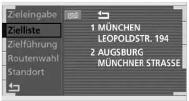 Zieleingabe Zielliste 1 MÜNCHEN LEOPOLDSTR. 194 2 AUGSBURG MÜNCHNER STRASSE