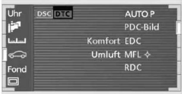 Uhr DSC DTC AUTO P PDC-Bild Komfort EDC Umluft MFL RDC
