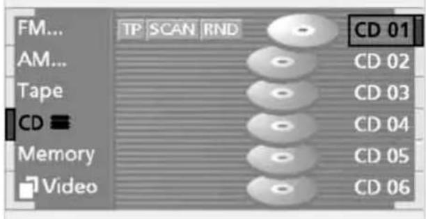 FM... TP SCAN RND CD 01 AM... CD 02 Tape CD 03 CD CD 04 Memory CD 05 Video CD 06