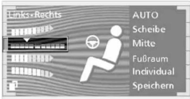 Links · Rechts AUTO Scheibe Mitte Fußraum Individual Speichern