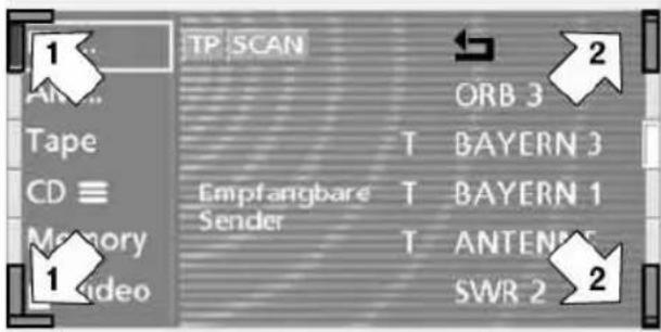 1 TP SCAN ORB 3 T BAYERN 3 CD ≡ Empfangbare Sender T BAYERN 1 T ANTEN SWR 2 2 Audio