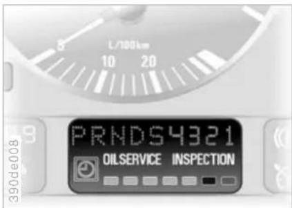 L/100km 10 20 PRNDS4321 OILSERVICE INSPECTION 390de008