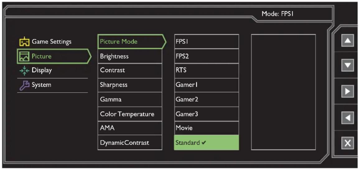 BENQ XL2730 - Picture menu - 1