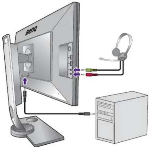 BENQ XL2730 - Using the headphone hook. - 2