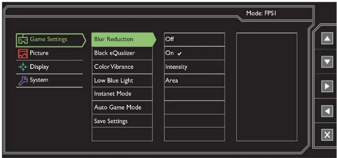 BENQ XL2730 - Game Settings menu - 1